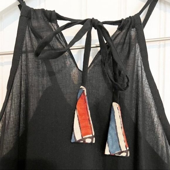 Regina Donde 100% Cotton Bohemian Maxi Dress Swim Coverup Beach Resortwear Black - Picture 6 of 8